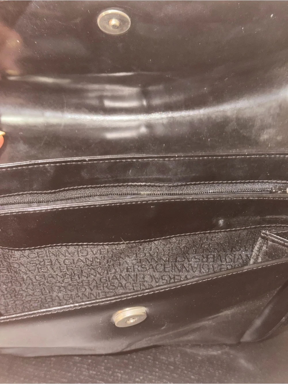Versace Black Leather Briefcase with Medusa Silver Plaque